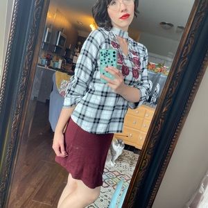 Francesca’s gingham peekaboo blouse